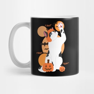 HALLOWEEN PUMPKIN BLACK & WHITE CAT Mug